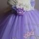 Lavender flower girl dress with ivory, lavender and lilac flowers. tutu dress. www.theprincessandthebou.etsy.com