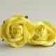 50mm Large Bright Yellow Roses (2pcs) - mulberry paper flowers with wire stems - Great for wedding decoration and bouquet [443]