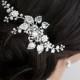 Bridal Hair Comb Wedding Hair Piece Wedding Hair Accessories Swarovski Crystal Flower Vine HeadPiece Pearl Rhinestone Side Comb, HARLOW VINE
