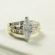Vintage Custom Made 14K Yellow Gold 1.25ctw Marquise Shape Diamond Accent Ladies Engagement Ring Size 5 - 5.3 grams FREE SHIPPING!