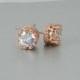 Rose Gold Stud Earrings, Bridal Earrings, Bridesmaids jewelry, Vintage style Wedding Jewelry, Rose Gold Crystal Stud Filigree earrings