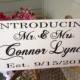 Wedding Sign. Here Comes the Bride with Introducing the Bride and Groom with Names & Date. 8 X 16 inches, 2-Sided. Flower Girl, Ring Bearer.