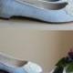 Lace wedding ballet flats low heel short heel bridal shoes embellished with ivory Venice lace