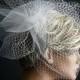 White Wedding Viel Full Birdcage Veil With Poof In White Color 18 Inches 