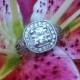 Vintage Style Halo Engagement Ring mounted in Sterling Silver with Cubic ZIrconia (4.22 Carats)