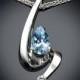 aquamarine necklace - March birthstone - white sapphire - blue - wedding - fine jewelry - Argentium silver - eco-friendly - 3380