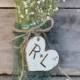rustic bouquet charm . rustic wedding favors  . heart wedding table mason jar centerpiece decor . engraved charm for bouquet