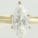 Cubic Zirconia Solitaire Engagement Ring - 10k Yellow & White Gold CZ Marquise F2223