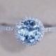 7mm Blue Aquamarine Ring Solid 14K White Gold Round Aquamarine Ring Wedding Ring Diamond Engagement Ring Promise Ring