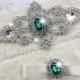 SALE - Best Seller - CHLOE II - Emerald Wedding Garter Set, Ivory Lace Garter, Rhinestone Crystal Bridal Garters