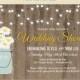 Rustic Daisy in Jar Shower Invitation - Country Wedding Shower Invitation - Wood & Lights Shower Invite