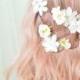 Boho bridal head piece, woodland crown, white flower crown, wreath, wedding hair accessory