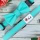 Dog Bow Tie In Tiffany Blue With Options For Dog Collar, Dog Leash I Dog and Bow Wedding