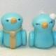 Bird Wedding Cake Topper Birds Light Teal and Champagne- Fully Customizable