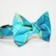 Madras Bow Tie Dog Collar- Plaid Bow Tie Dog Collar- Wedding Dog Collar- Blue Plaid