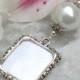 Wedding bouquet charm. White, ivory, blue or pink pearl photo charm.