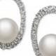 Belle de Mer Bridal Cultured Freshwater Pearl (10mm) and Swarovski Crystal Earrings in Silver-Plated Brass