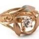 Leaves Engagement Ring - 18K Rose Gold and Diamond engagement ring, engagement ring, leaf ring, filigree, antique,art nouveau,vintage