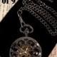 Set of 9 Black Mechanical Pocket Watch with Chain Personalized Groomsmen Gift for Him Wedding