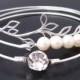 Romance - Silver Bridal Bracelet Set, Dainty Bangle, Dainty Bracelet, Delicate Bangle, Delicate Bracelet, Delicate Jewelry, Dainty Jewelry