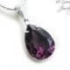 Purple Necklace Swarovski Crystal Teardrop Amethyst Necklace Wedding Jewelry Bridesmaid Gift Plum Dark Purple February Birthstone