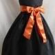 Flower Girl Dress - Black V-Neck Dress with Orange - Wedding, Easter, Junior Bridesmaid, Formal Girl Dress, Recital (FGVN)