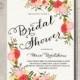 Bridal Shower Ivory Invitation Vintage Inspired Floral Printable Wedding Invite
