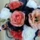 Wedding bouquet coral navy white rose bridal bouquets