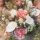 Pink Rustic Wedding Bouquet with Boutonniere