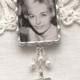 Photo & Quote Bouquet Charm with Rhinestone Cross, Crystals and Pearls