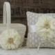 Flower Girl Basket Ring Bearer Pillow Set Shabby Chic Wedding Rustic Wedding