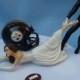 Wedding Cake Topper Pittsburgh Steelers G Football Themed w/ Garter, Display Box