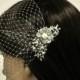 birdcage veil and a bridal comb (2 Items) -  Swarovski Pearls Comb,Wedding comb,bridal headpieces , rhinestone bridal Hair comb