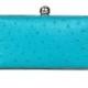 Turquoise Ostrich Embossed Leather Clutch - Blue Leather Clutch - Blue Wedding Clutch - Turquoise Box Clutch - Leather Minaudière