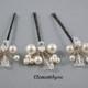 Pearl Hair Clips, Bridal Hair Pins, Wedding Hair Accessories, Swarovski Pearl Wedding Hair Pins, Set of 3, Floral Vine, Rhinestone hair clip
