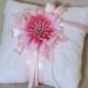 Sale Priced...White & Pink Ring Bearer Pillow with Flower Rhinestone Brooch
