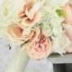 Silk Bride Bouquet Peony Flowers Pink Cream Spring Mix Shabby Chic Wedding Decor