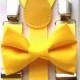 Yellow Suspenders and matching Bow Tie Set fits 6 months-6 years old Baby kids toddler birthday party wedding