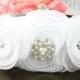 Wedding Clutch, Wedding Purse, White Satin Bridal Clutch Crystal Brooch, White Clutch, Bridal Accessories Style-9