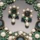 Vintage Costume Jewelry Love- Balenciaga Emerald Green Necklace And Earring Set
