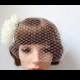 Chiffon Flower Birdcage Veil - Wedding Veil Bridal Veil Blusher Veil Bridal Headpiece with Flower Hair Comb