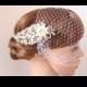 Bridal Birdcage Veil with Comb Rhinestone Birdcage Mini Veil - Wedding Veil Blusher Veil Leaf Hair Comb