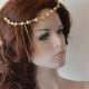 Wedding Hair Accessory, Wedding Headband, Bridal Pearl Crown, Bridal Head Chain, Gold Chain and Pearl