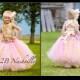 Wedding Flower Girl Dress   Pink and Gold  Dress, Satin Rosette Wedding Flower Girl Dress  All Sizes Girls