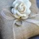 Burlap Ring Bearer Pillow - Rustic Weddings - Spring Summer Fall Winter Wedding - Country Charm -  Natural - Simply Elegant - Beige Cream