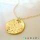 sunshine pendant  - large hammered gold disk - lots of shine - simple classic jewelry - bridal jewelry
