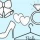 SALE - Engagement Party Clip Art - Classic Wedding Stamps Clip Art - Wedding Stamps Clipart - Bell, Shoe, Diamond Ring, Bride Hanger