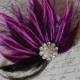 Purple Feather Hair Fascinator Bridal Veil Clip Wedding Hairpiece Fascinator