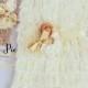 Lace Ivory Rustic Romper Sash Headband Set.. lace Flower Girl Dress..Rustic Burlap Wedding Baby Girl Clothing..Country 1st Birthday..Photo