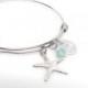 Beach Charm Bracelet  Adjustable Bangle  Designer Inspired  Personalized Initial Jewelry Starfish Beach Wedding Bridesmaid Gift